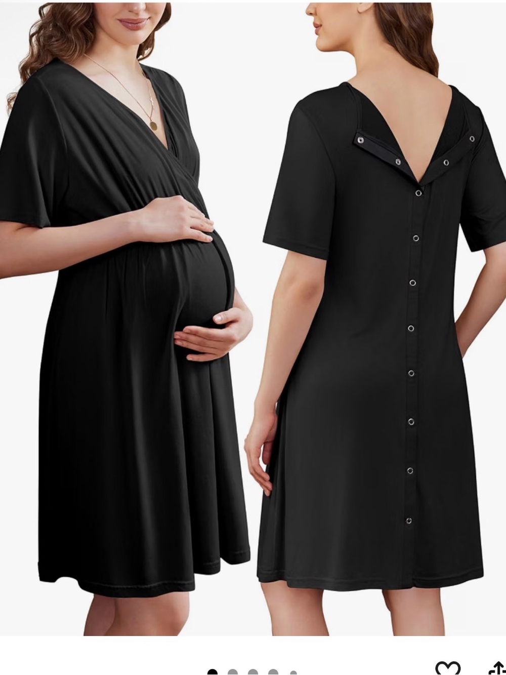 Maternity & Nursing Black Button-Back Nightdress size XL